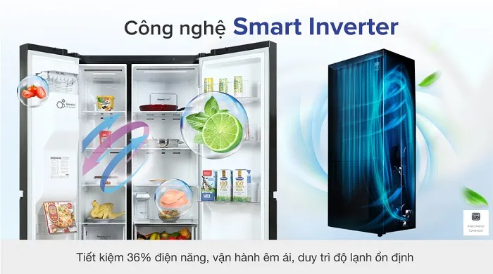 Công nghệ tiết kiệm điện Tủ Lạnh LG Inverter 635 Lít Side by Side GR-D257MC